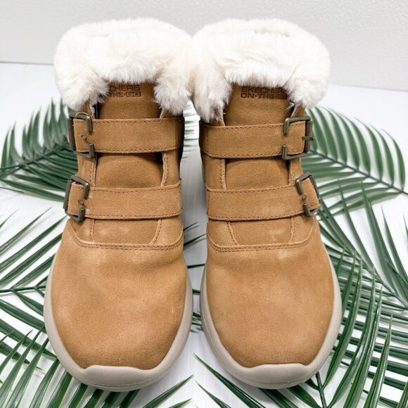 Skechers Suede Boots Women's Chestnut On-the-GO City 2 Winter Fling Size 7 - Picture 3 of 11